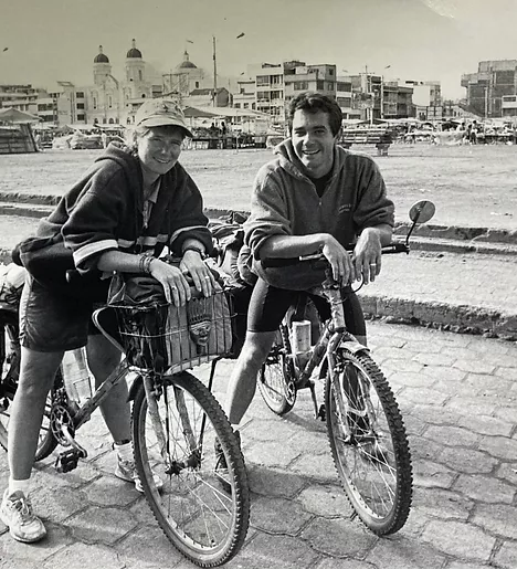 Joan and Benoit on Bicycles